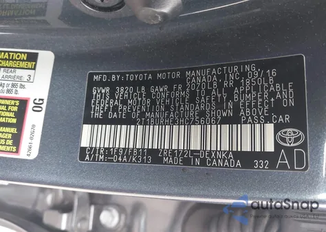 2017 Toyota Corolla Le из США, поврежденный, VIN 2T1BURHE3HC756067